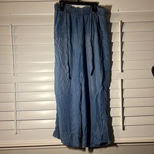 Knox Rose Womens XL Pull On Wide Leg Lightweight Denim Pants, Loose, Flowy